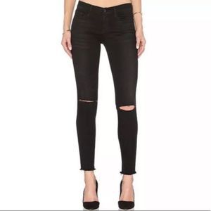 Frame Denim Le Skinny De Jeanne Black Distressed